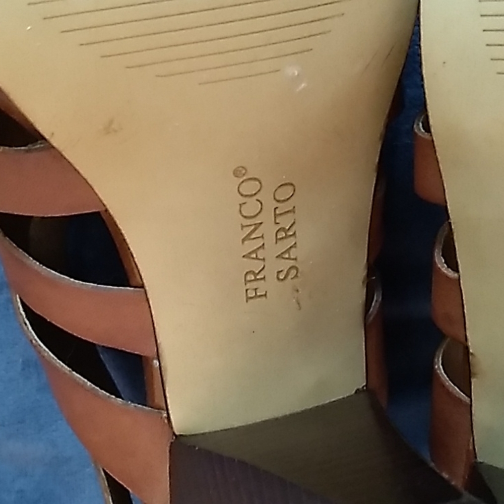 Franco Sarto Brown High Heel Zip Back Gladiator Shoes - Picture 7 of 8